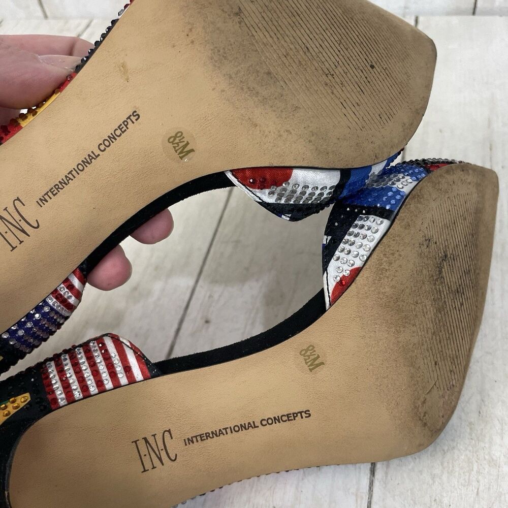 INC International Concepts Colorful Flag Kenjay D'OrsayHeels, Size 8.5 - Picture 8 of 11
